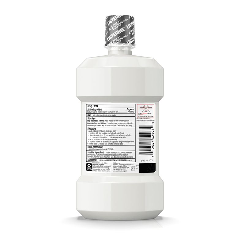 RESTORING ANTICAVITY 2 LISTERINE® HEALTHY WHITE™ RESTORING Anticavity Fluoride Mouthwash CLEAN MINT back