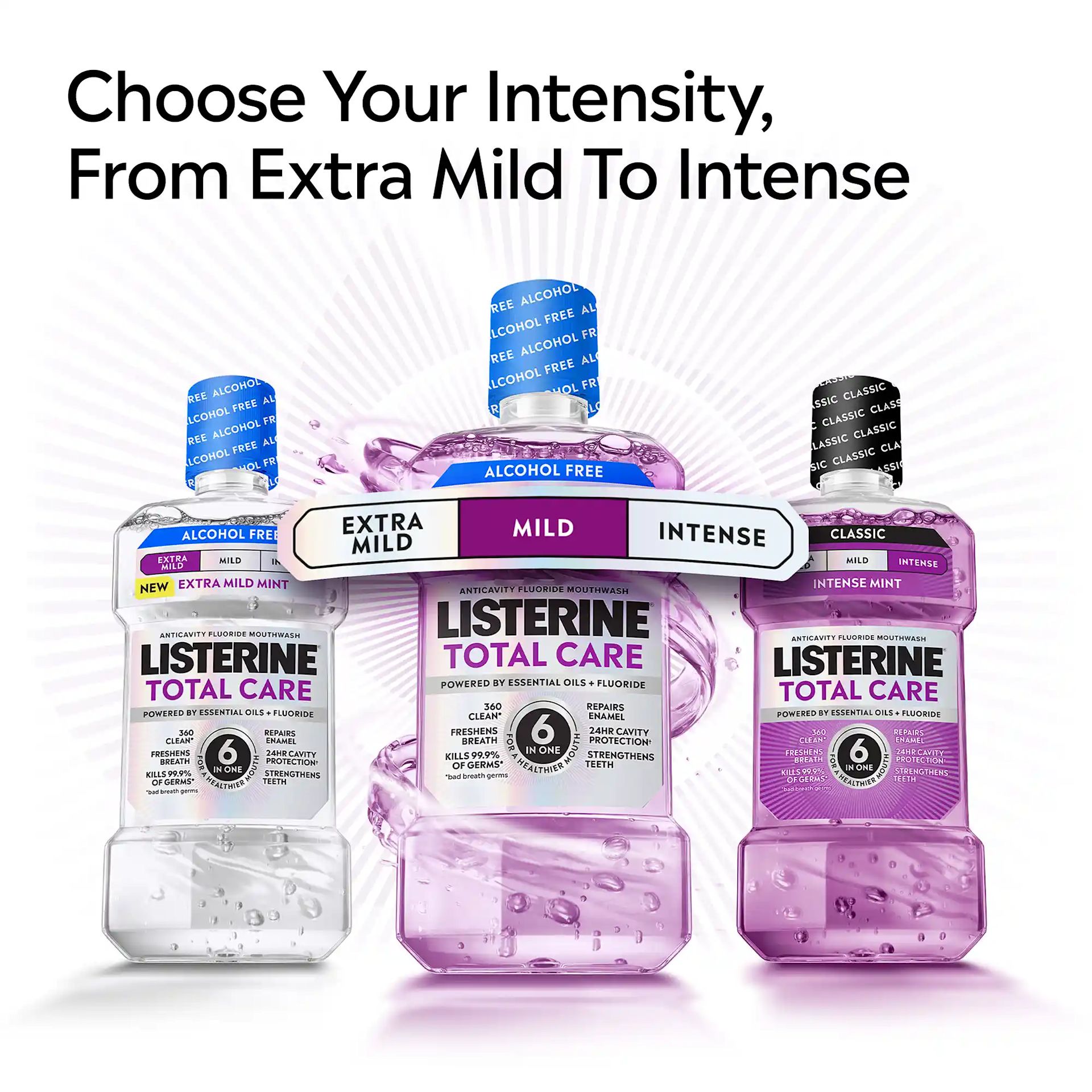 LIS B+ Range TC Extra Mild RGB 11 LISTERINE® Choose your intensity from extra mild to intense
