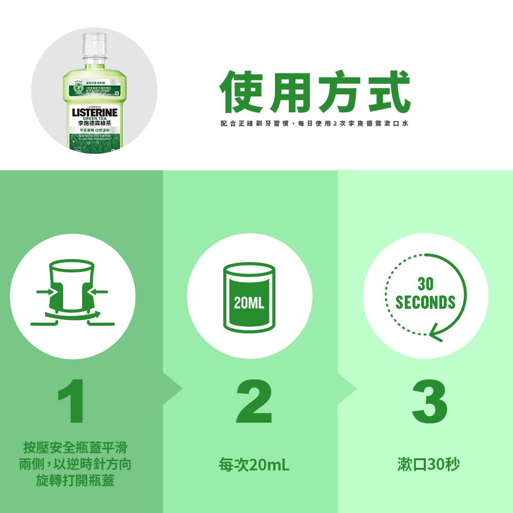 李施德霖綠茶防蛀護齦漱口水 - Image 10 - Listerine - zh-Hant-TW