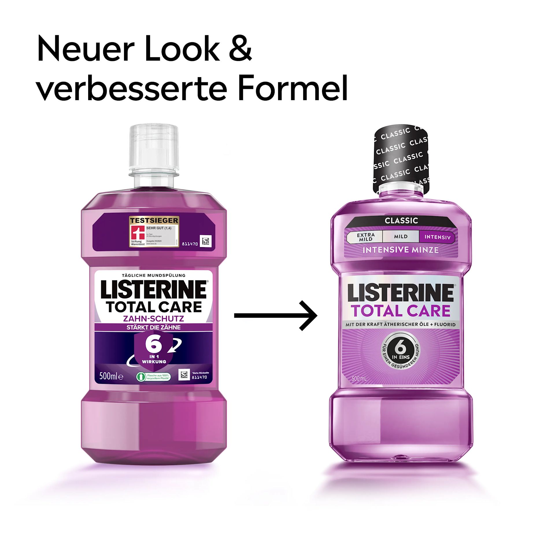 LISTERINE® Total Care mit neuem Verpackungsdesign und verbesserter Formel.