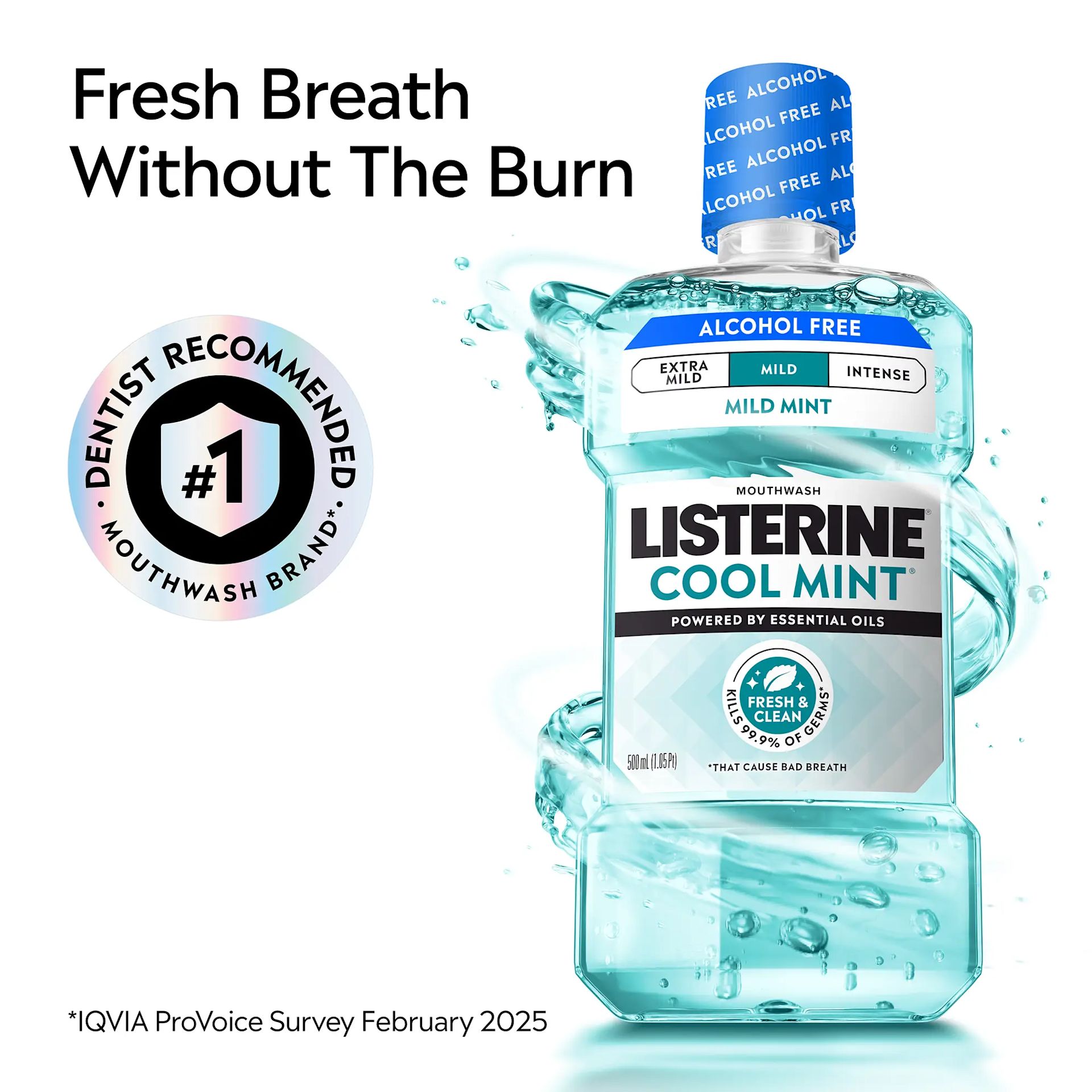 LIS B+ Claim CM Mild RGB 03 v2 Fresh breath without the burn Dentist #1 recommended mouthwash brand