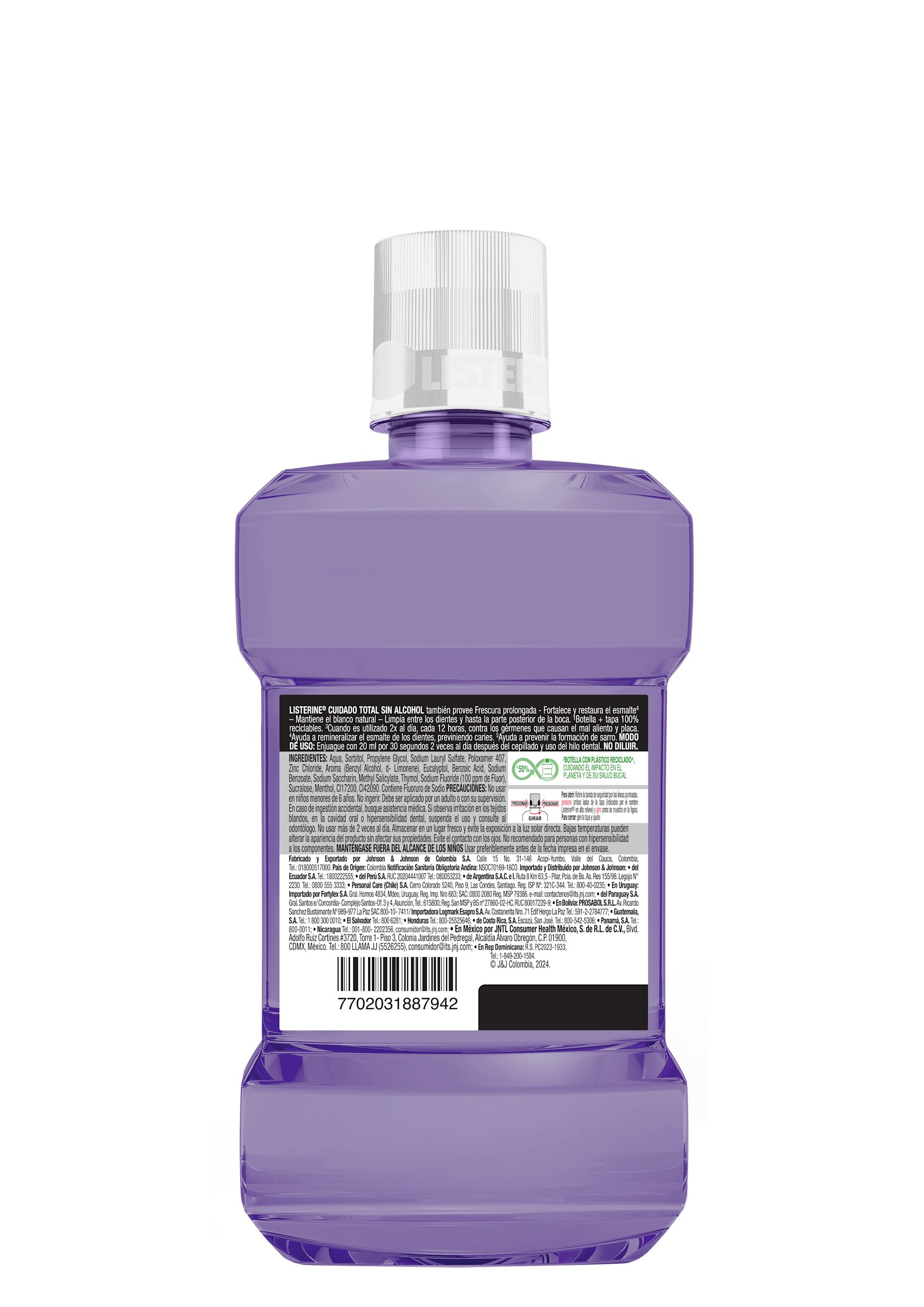 Enjuague Bucal LISTERINE® Cuidado Total Frescura Suave Sin Alcohol BACK