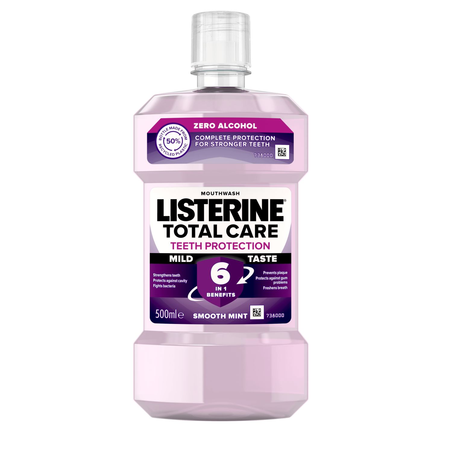 LISTERINE® TOTAL CARE TEETH PROTECTION MILD TASTE Listerine Total Care Teeth Protection 6 benefits in 1 Mild Taste 500 ml termékfotó, complete protection for stronger teeth, strengthens teeth, protects against cavity, fig