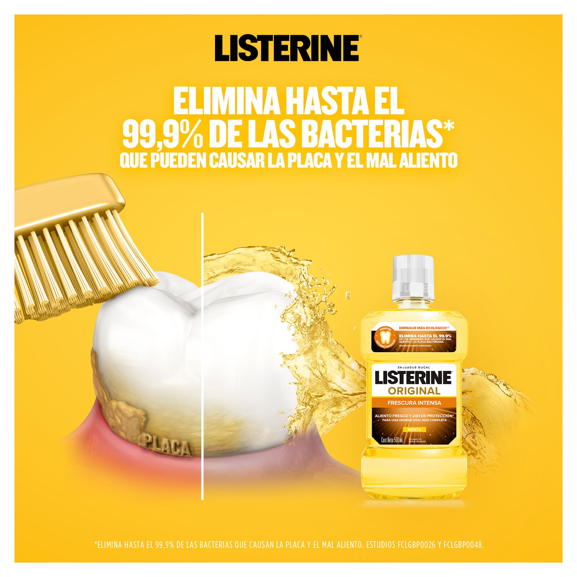 Elimina hasta el 99,9% de las bacterias*