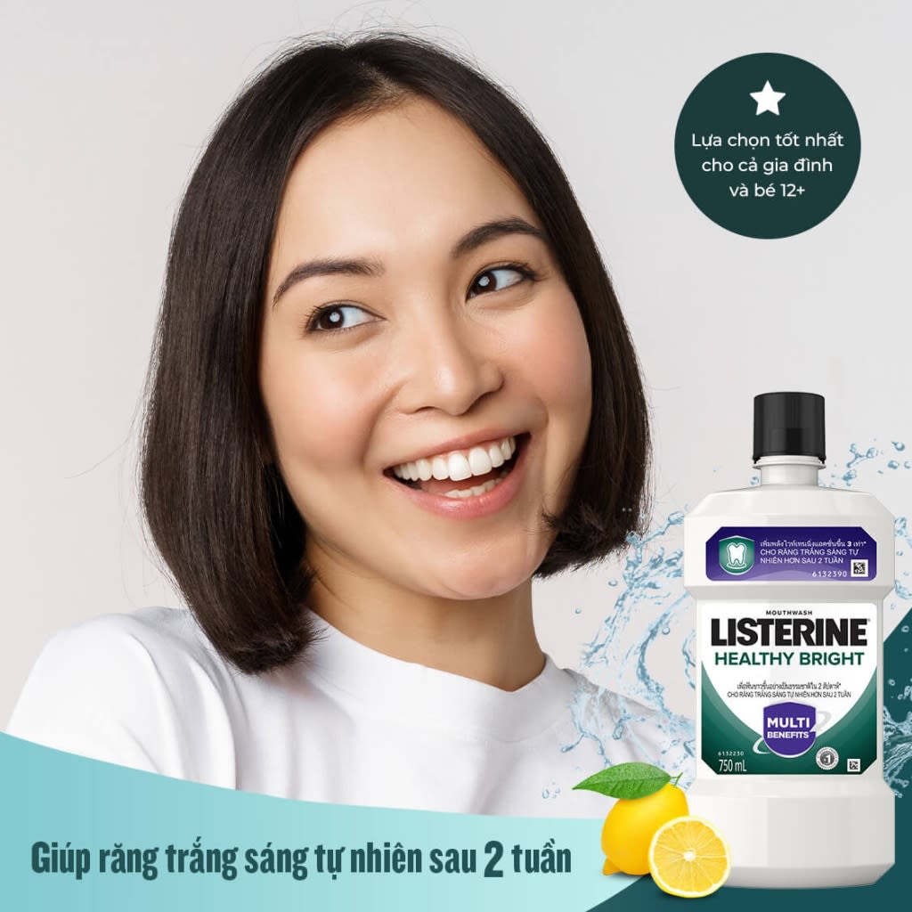 Nước súc miệng diệt khuẩn LISTERINE ® HEALTHY BRIGHT - Image 1 - Listerine - vi-VN
