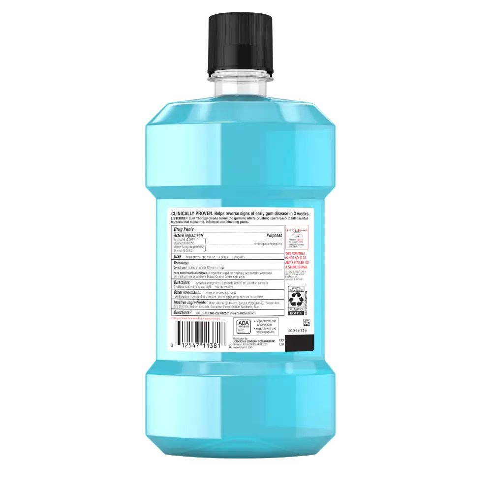 Back Pack Shot of LISTERINE® GUM THERAPY Glacier Mint Antiplaque & Antigingivitis Mouthwash 1Liter