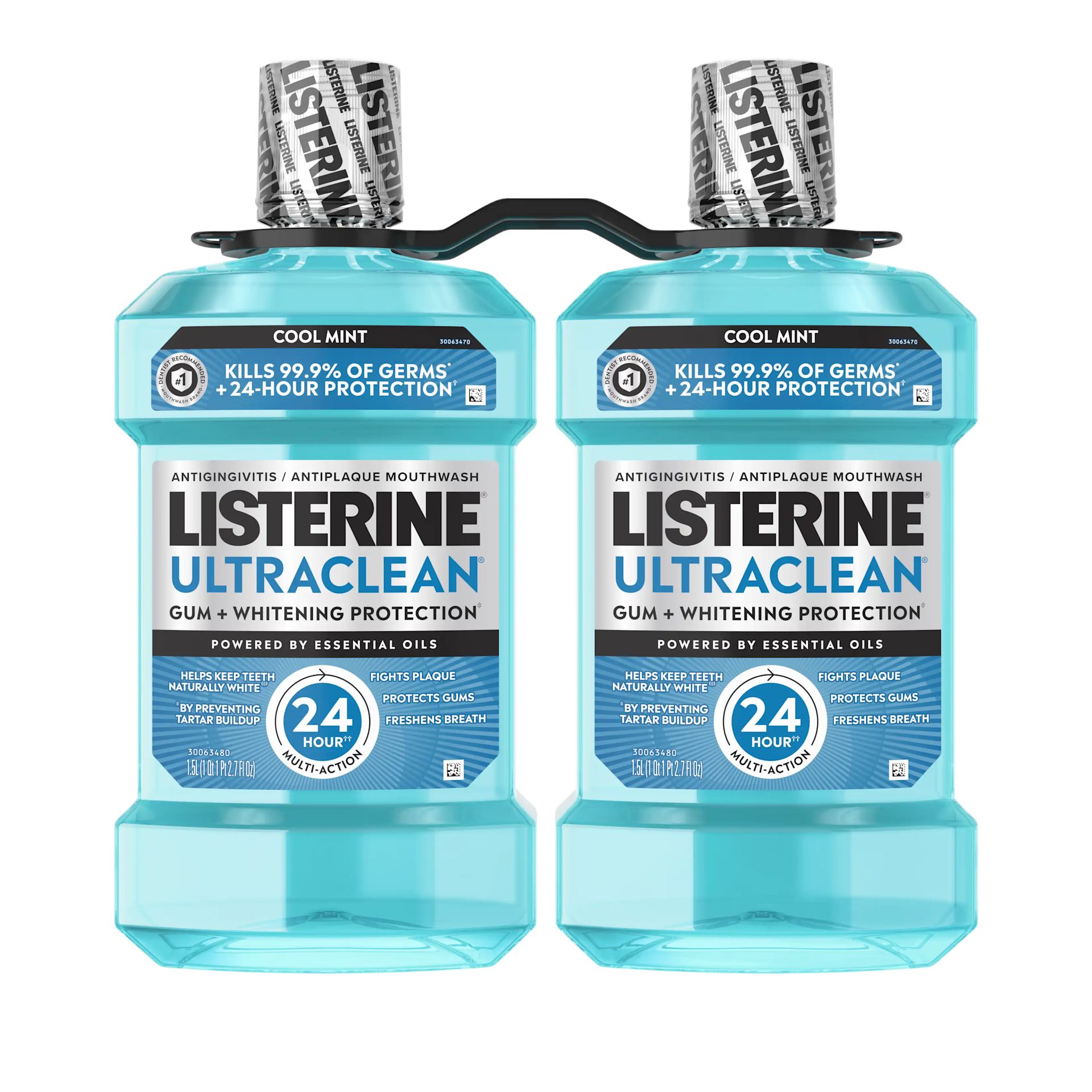 Front Pack shot LISTERINE® ULTRACLEAN® Gum + Whitening Protection Mouthwash 2Pk 1.5L