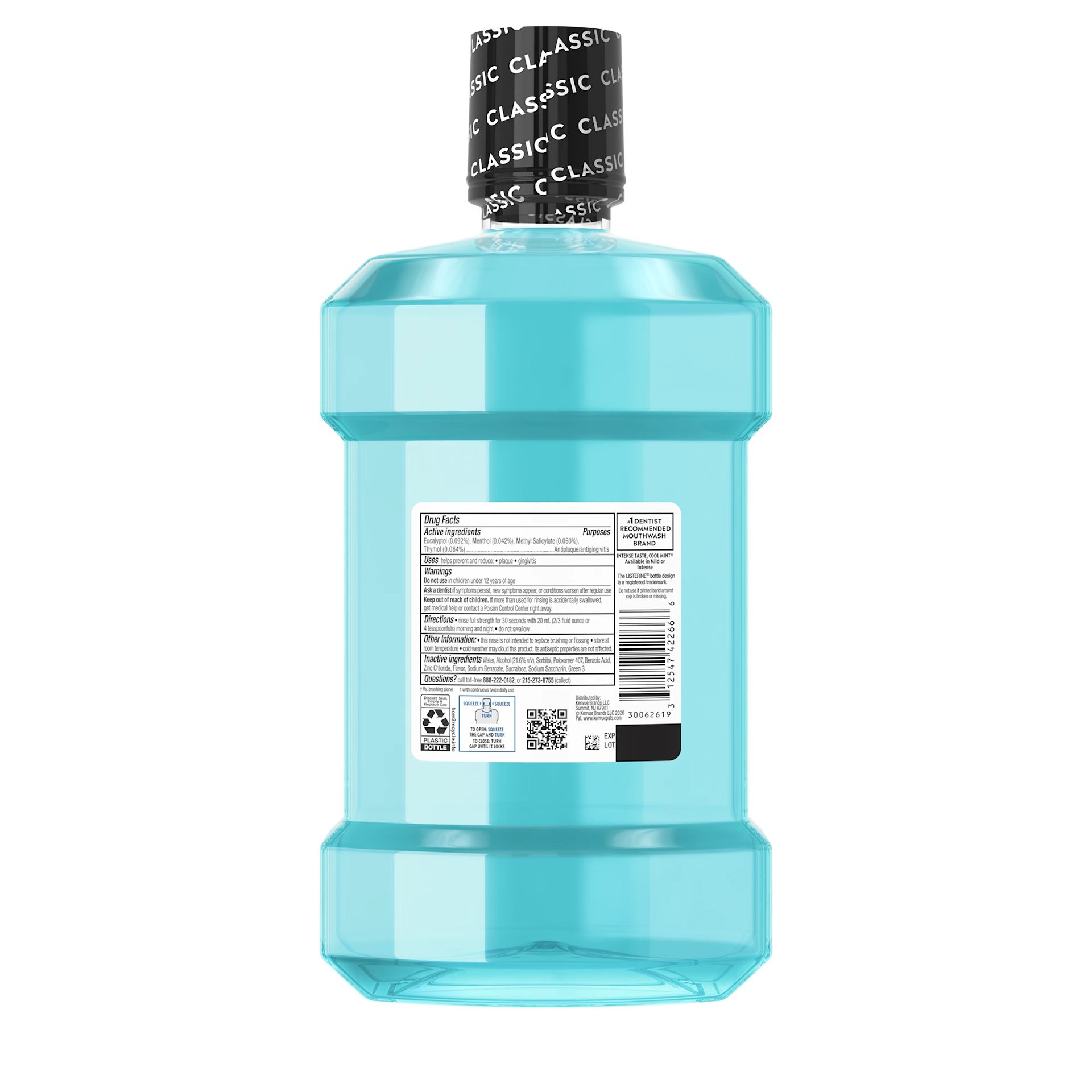 Back pack shot of LISTERINE® ULTRACLEAN® Intense Antiseptic Mouthwash 1.5L