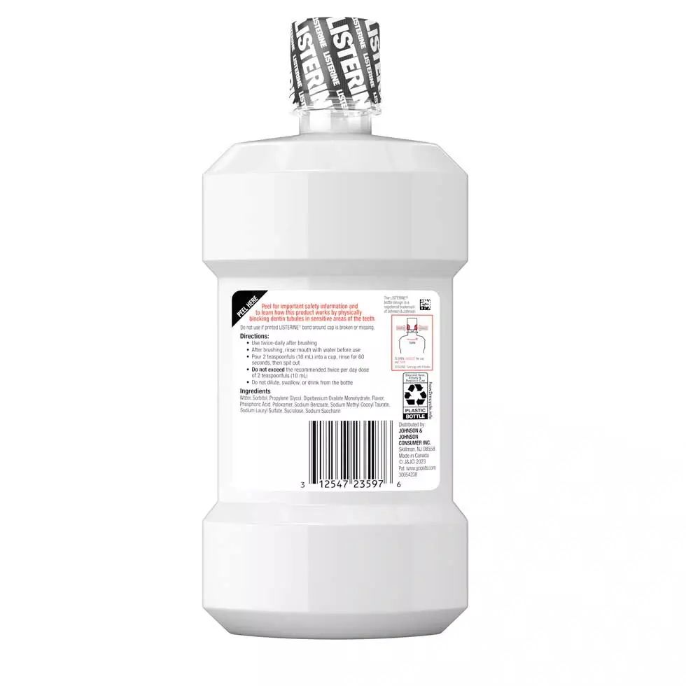 LISTERINE® SENSITIVITY Zero Alcohol Mouthwash FRESH MINT back