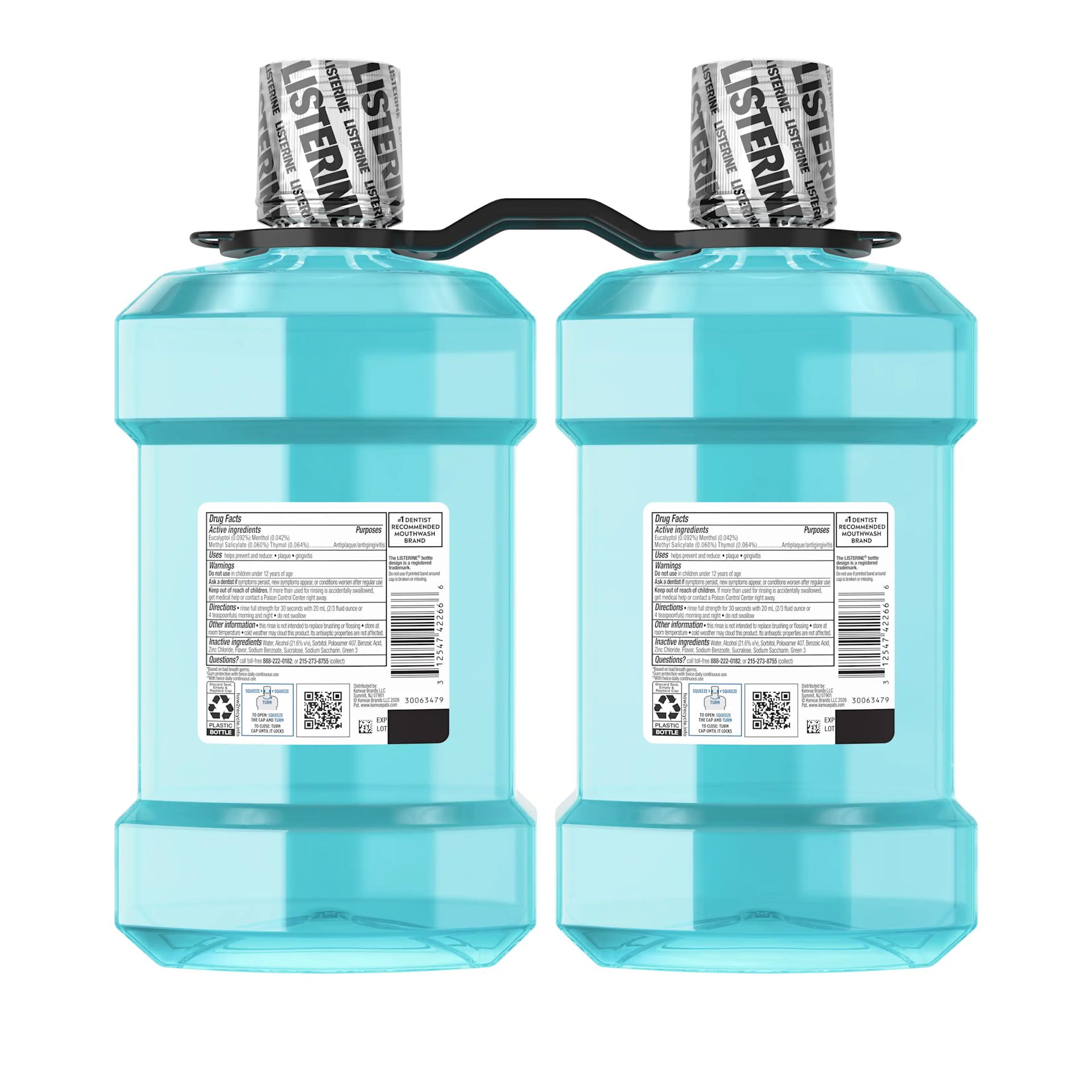 Back Pack shot LISTERINE® ULTRACLEAN® Gum + Whitening Protection Mouthwash 2Pk 1.5L