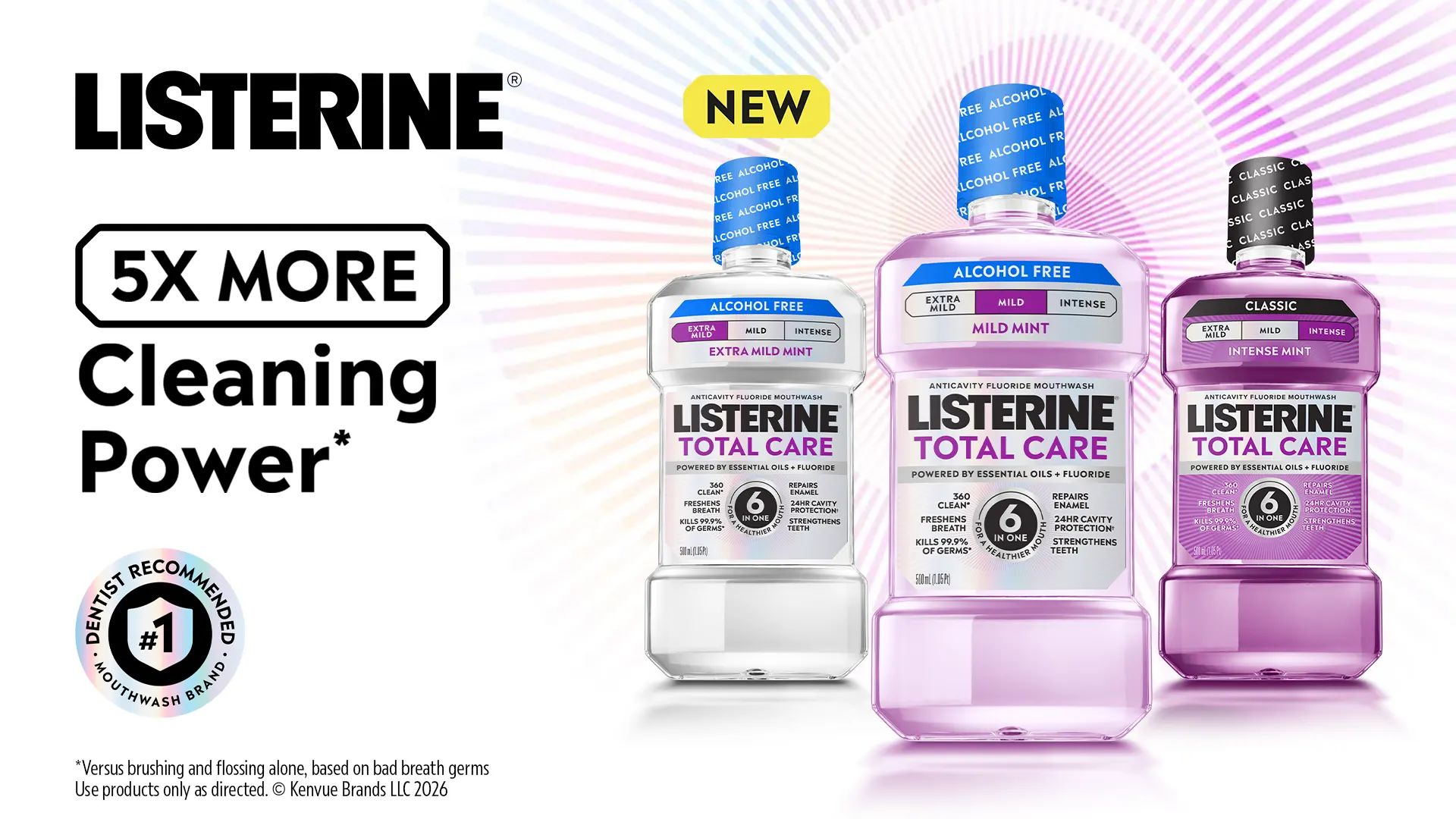 Pick Your Mouthwash Intensity - LISTERINE® 5X more cleaning power.