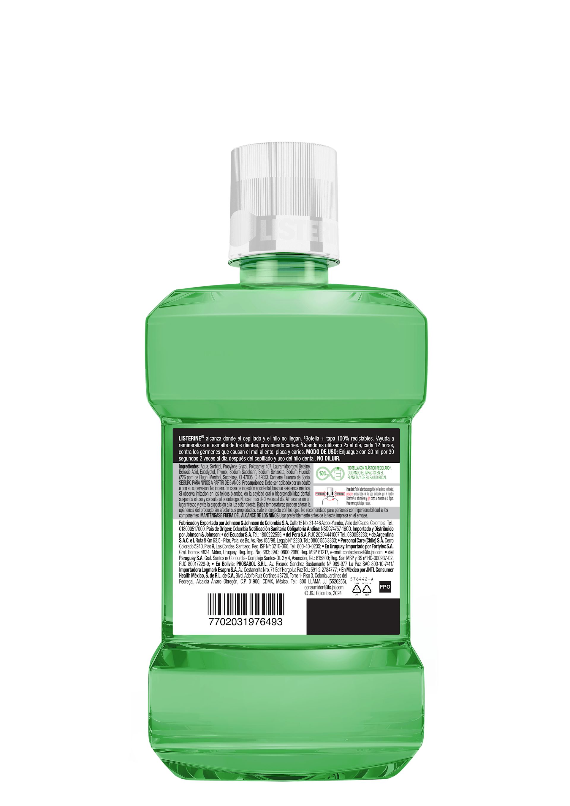 Enjuague Bucal LISTERINE® Anticaries Frescura Extra Suave Sin Alcohol BACK