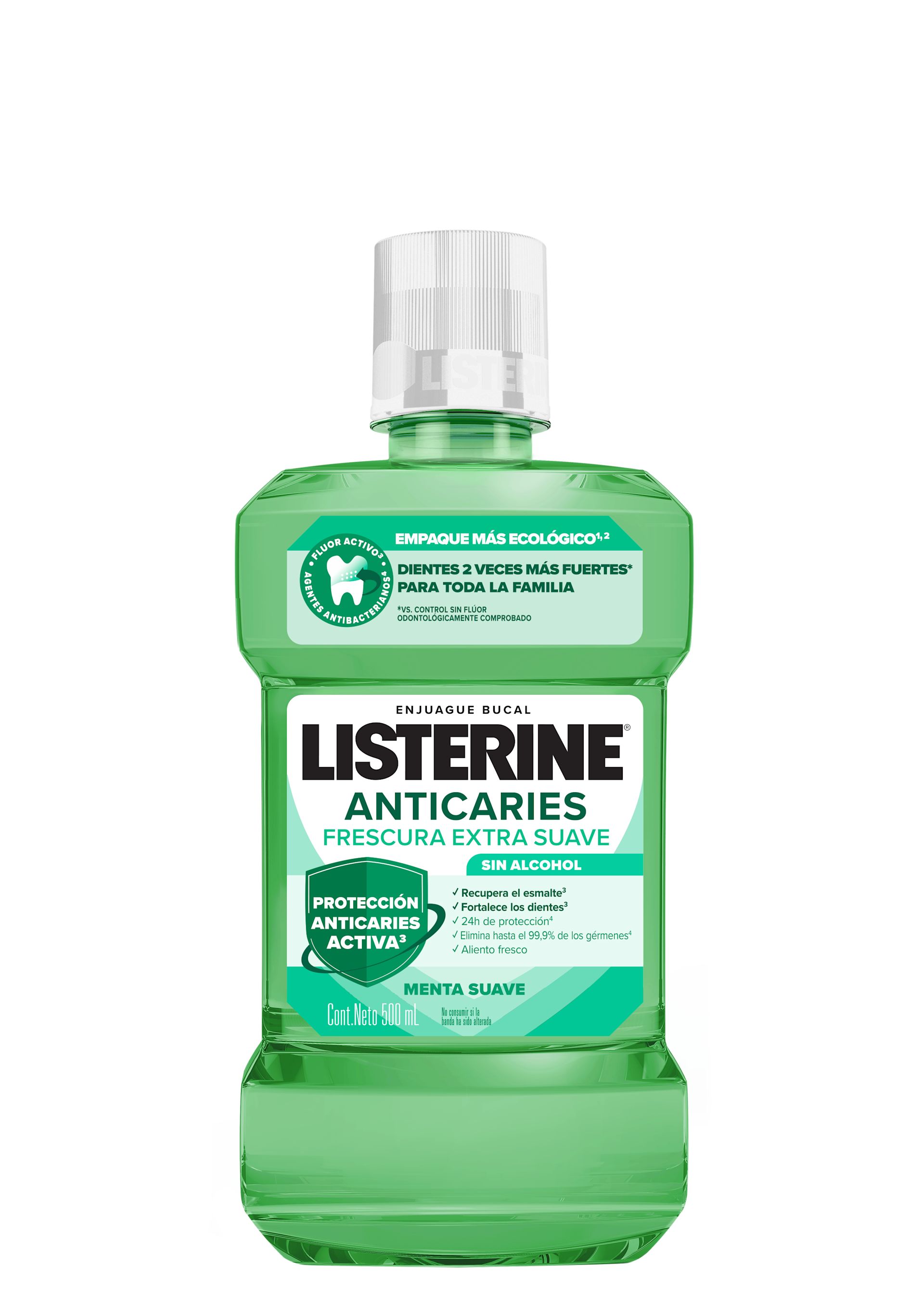 Enjuague Bucal LISTERINE® Anticaries Frescura Extra Suave Sin Alcohol 