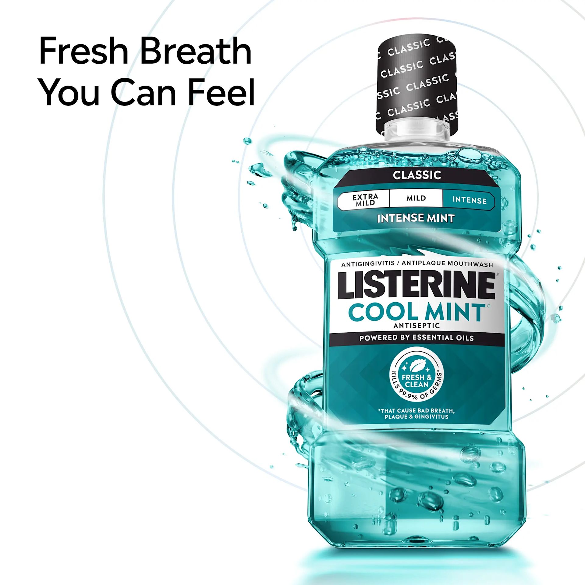 LIS B+ Claim CM Intense RGB 03 v2 Fresh breath without the burn Dentist #1 recommended mouthwash brand