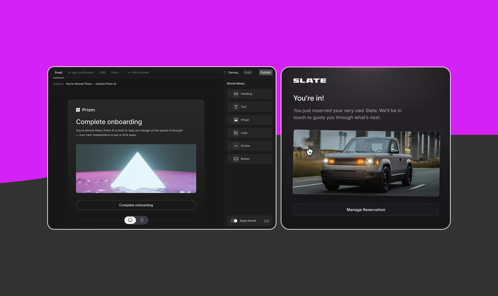 Courier Create Template Designer for React Applications
