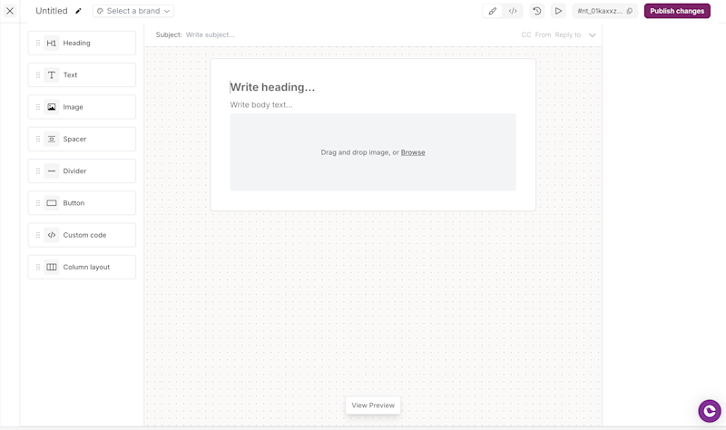 Template design for notification content creation