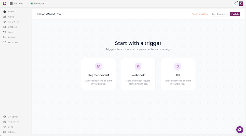 Journey Triggers configuration panel