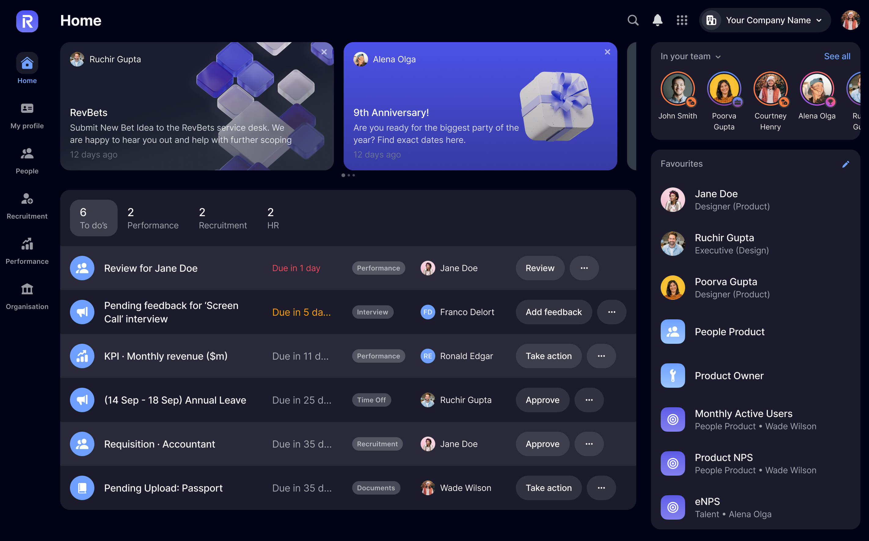 revolut people - dashboard