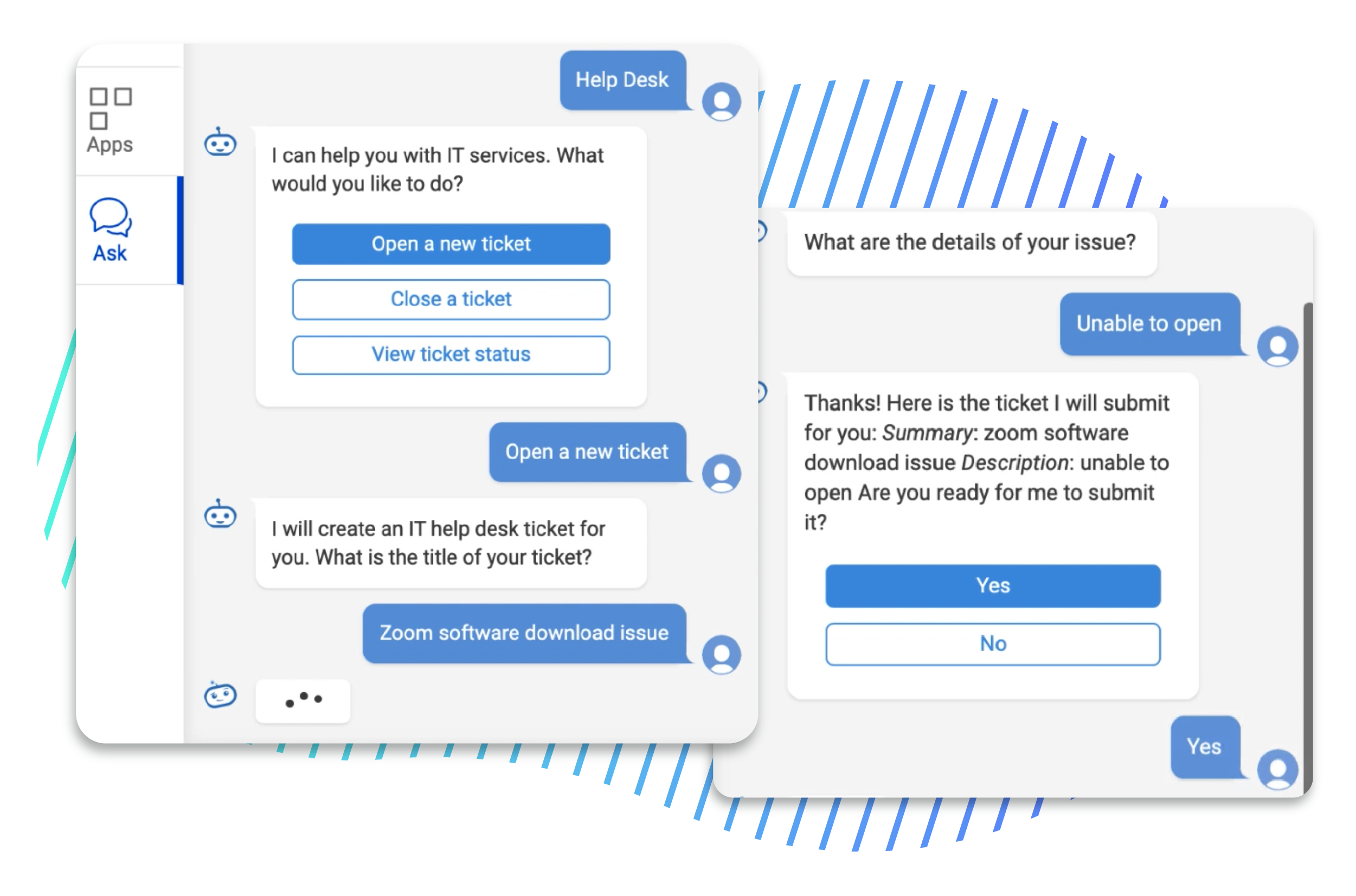 Automation of common tasks like submitting an IT help desk ticket through a chatbot can help improve employee experience