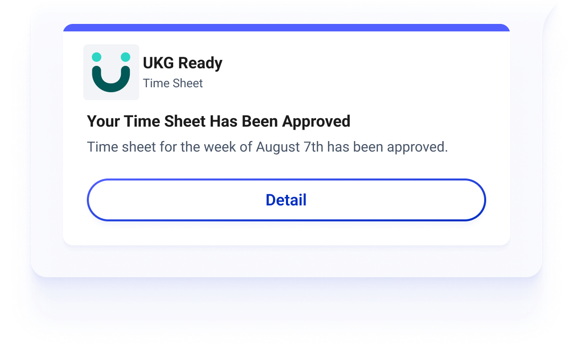 UKG Ready time sheet approval notification