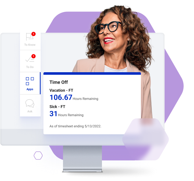 Integrations to HR applications make it easy for employees to quickly view time off balances