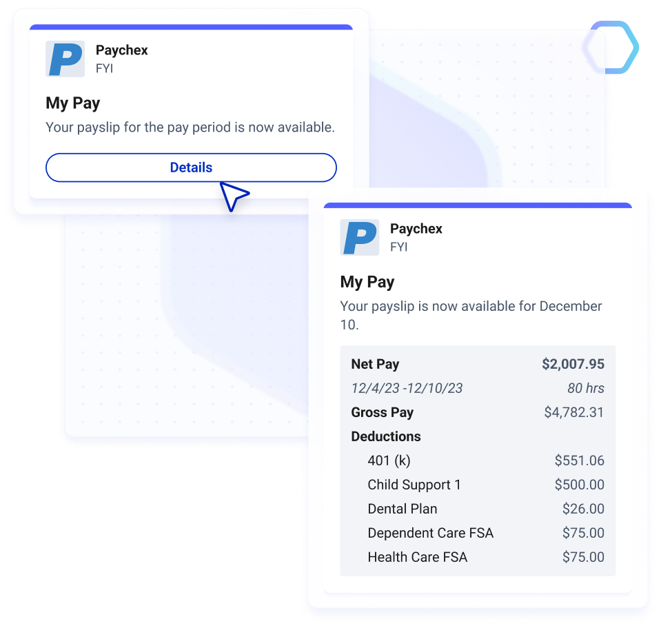 Provide employees with a smart notification when a new pay slip is available.