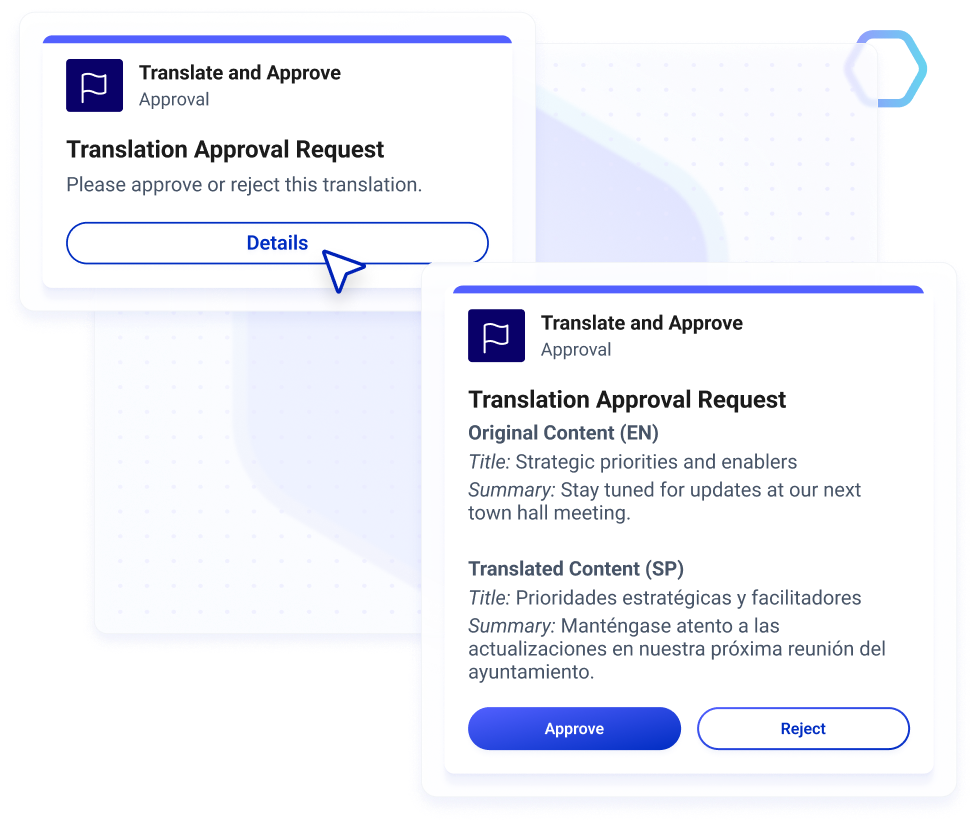 Translate business content with integrations to AWS Translate and Azure Translate