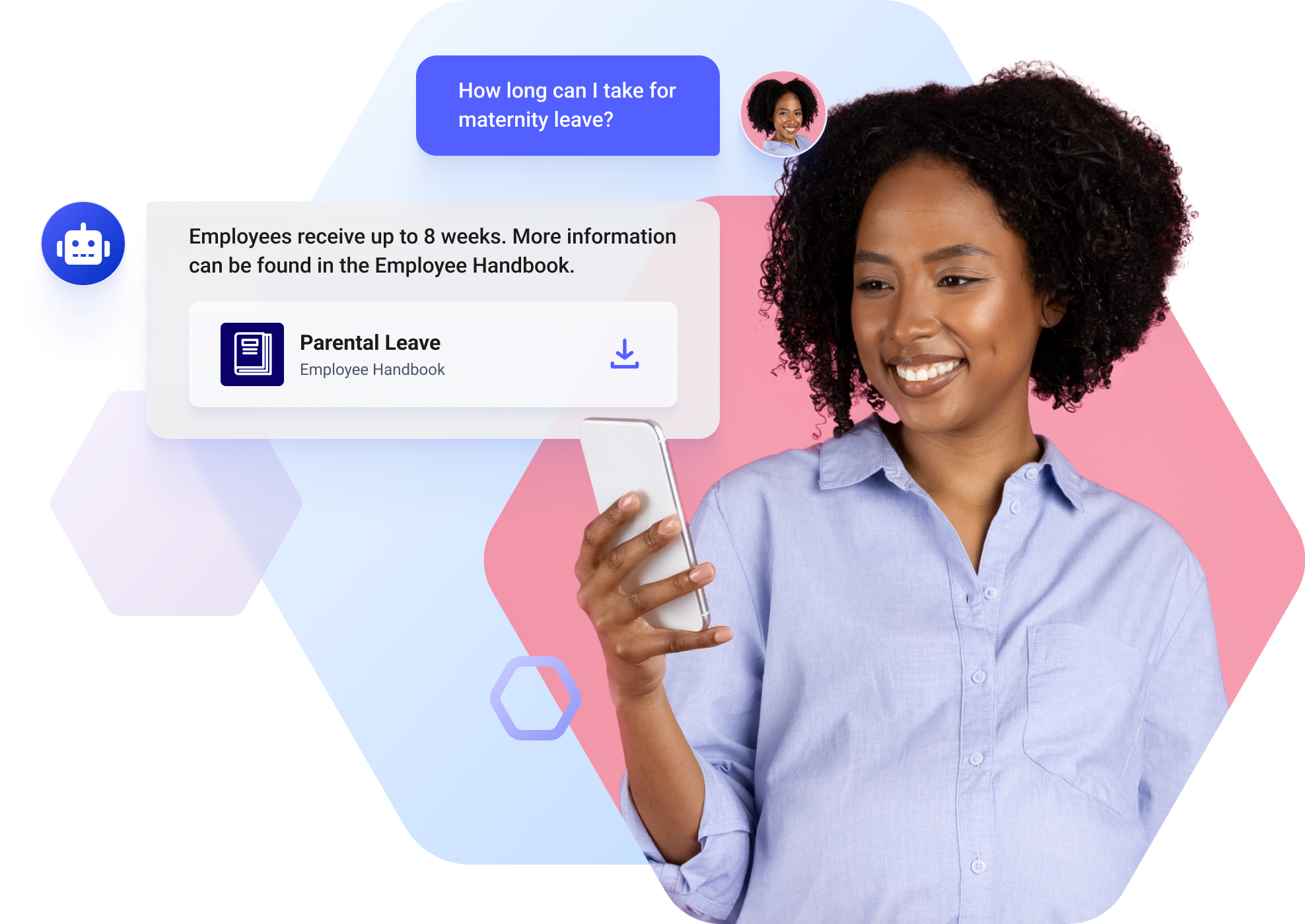 Workgrid's AI Assistant gives employees the ability to chat to documents and knowledgebases to quickly find information such as HR FAQs