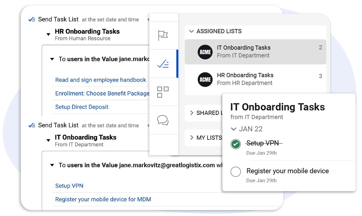 Workgrid workflows for onboarding simplify collaboration for cross-departmental tasks