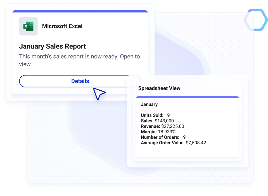 Automatically share microsoft excel report highlights via smart notification