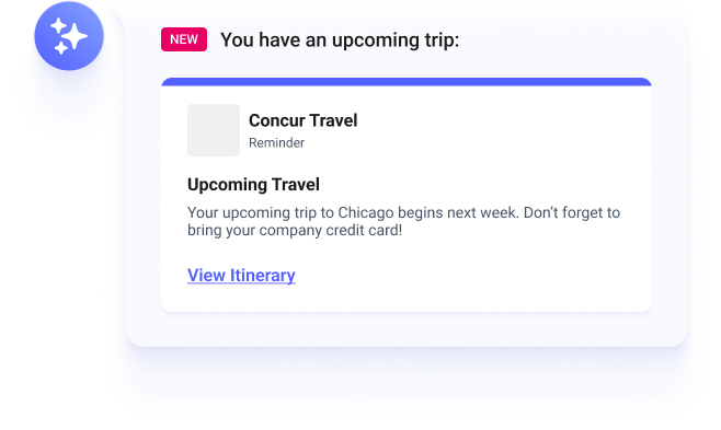 Concur travel reminder notification