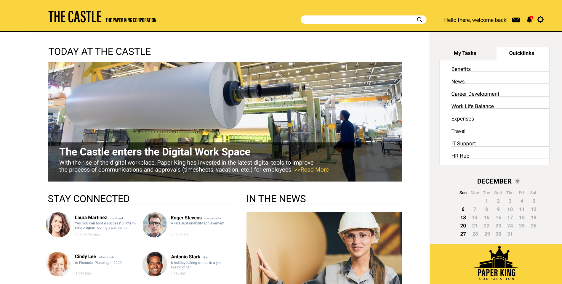 Example of a company intranet site