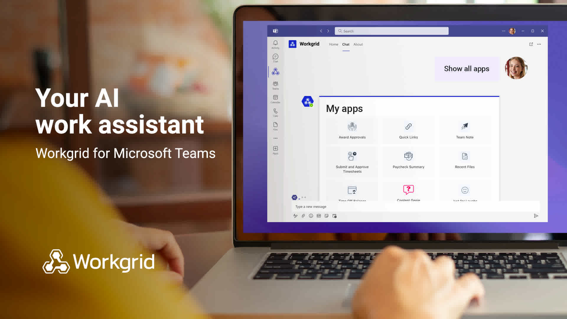 Workgrid Software's AI Work Assistant embeds directly into Microsoft Teams to deliver a modern employee experience combining conversational tasks, actions, and information into the flow of work. 