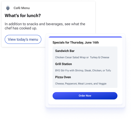The Cafe Menu app provides employees easy access to the lunch menu daily.