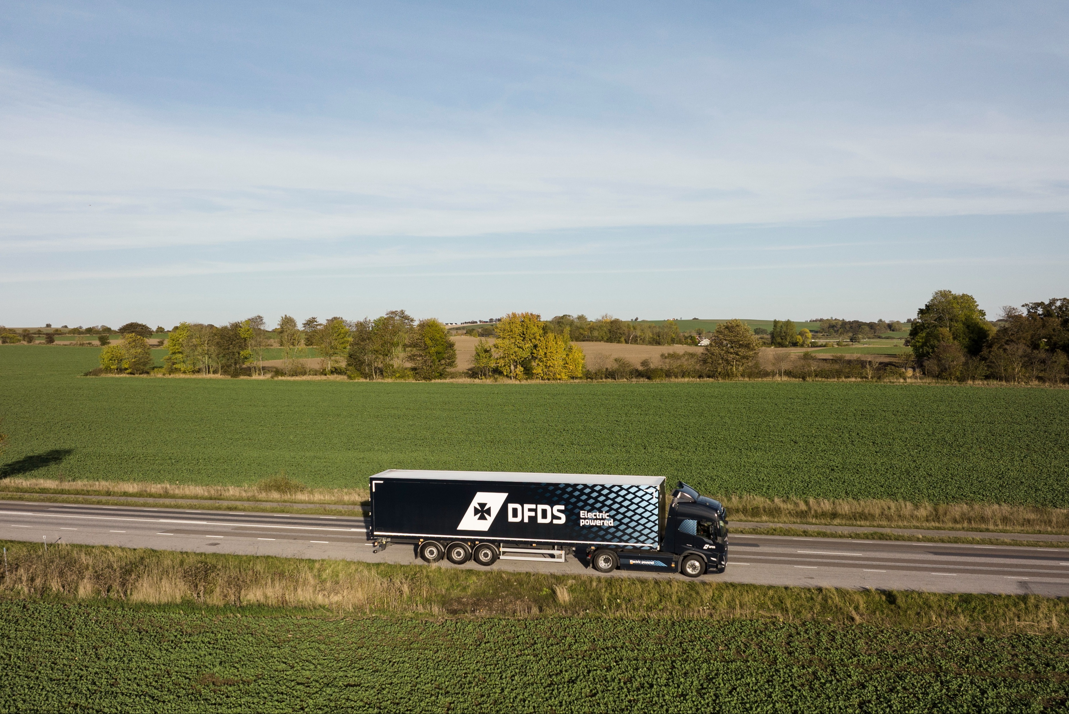 E-truck driving on road 