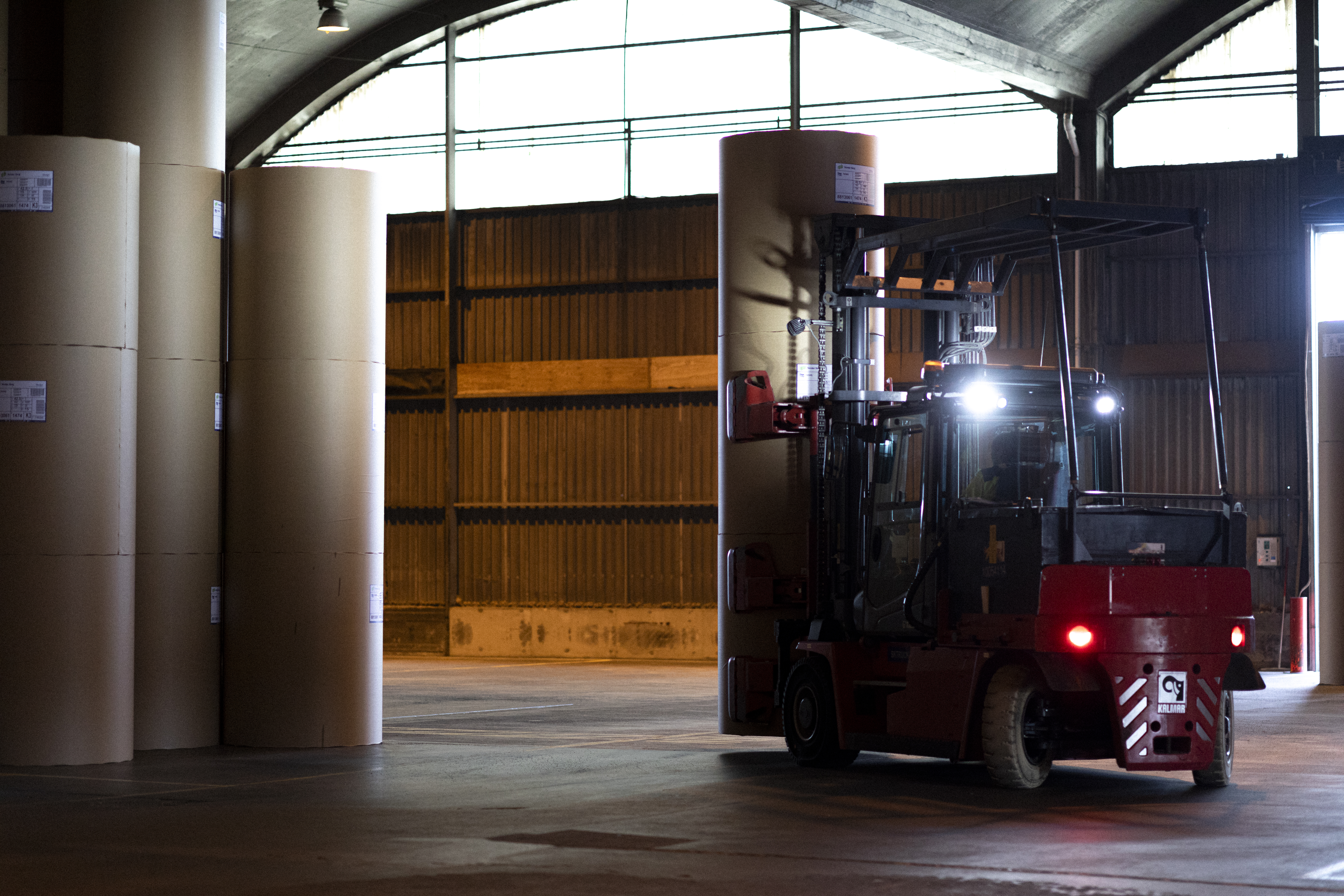 Forklift in a DFDS warehouse.