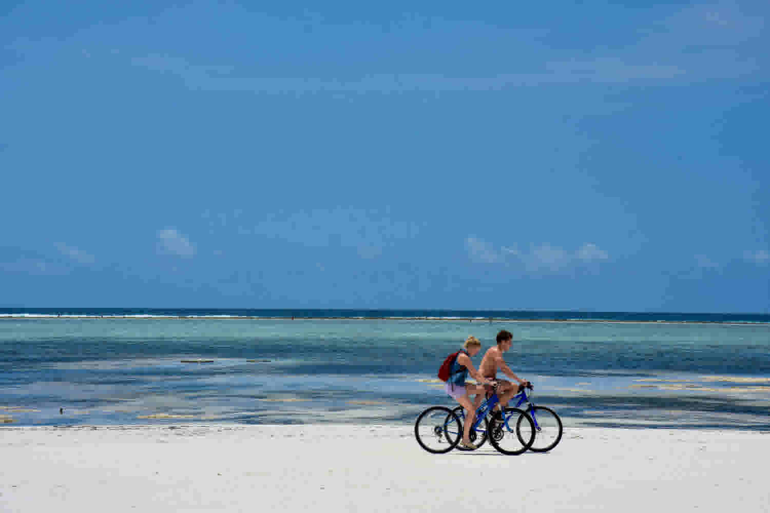 Cycling on Beach in Zanzibar