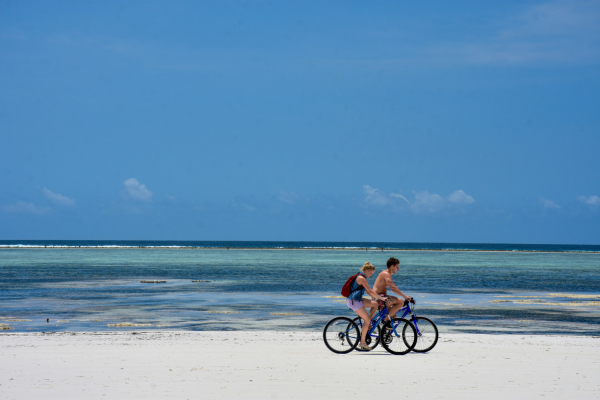 Cycling on Beach in Zanzibar