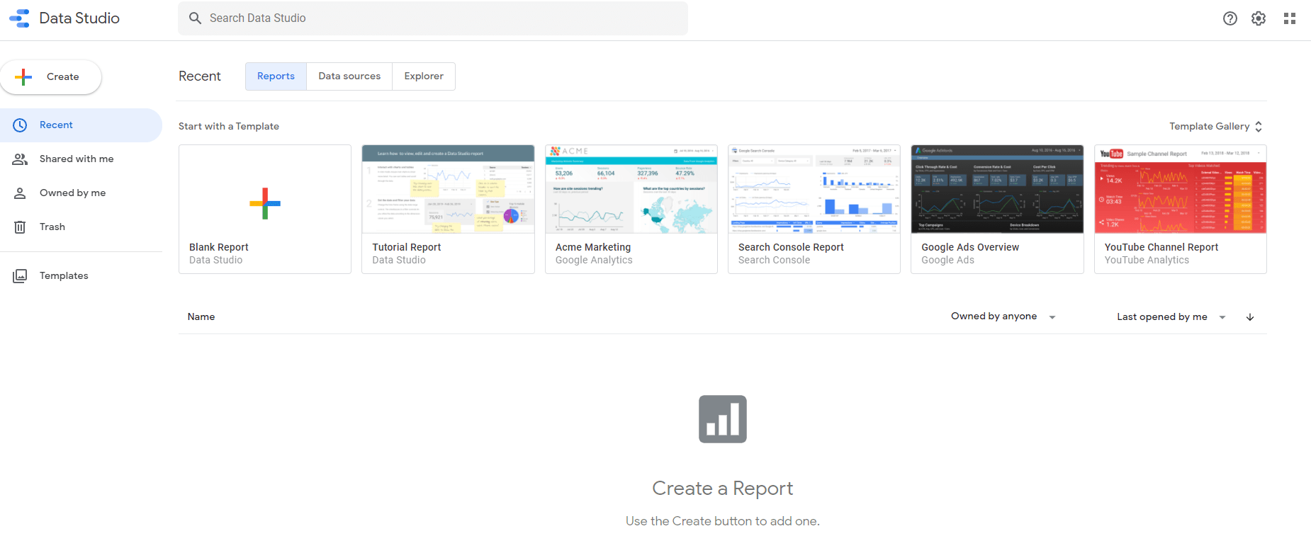 create account or login in google data studio 