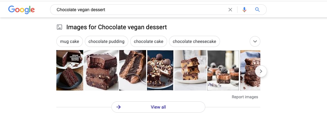 Serp feature- Image pack of chocolate vegan desserts