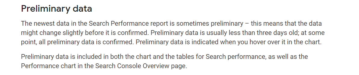Google Search Console preliminary data