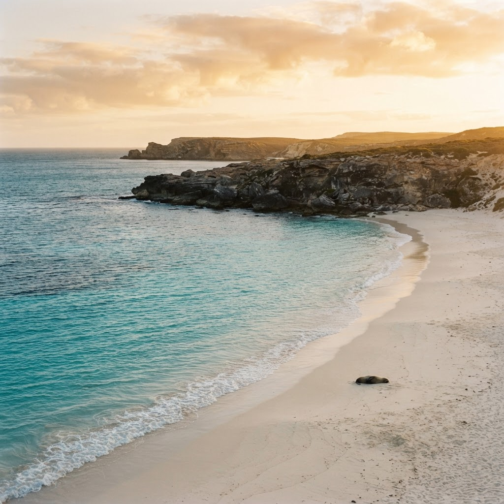 Kangaroo Island beach and sea lion