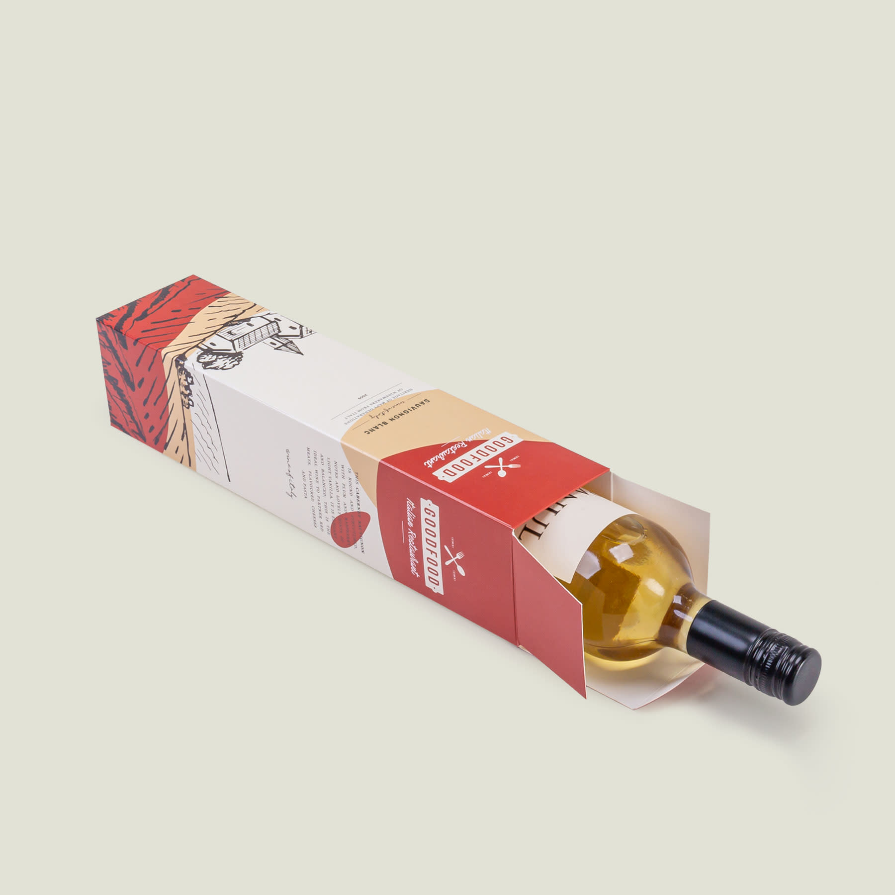 Wijndoos alloverbedrukt-liggend-blank