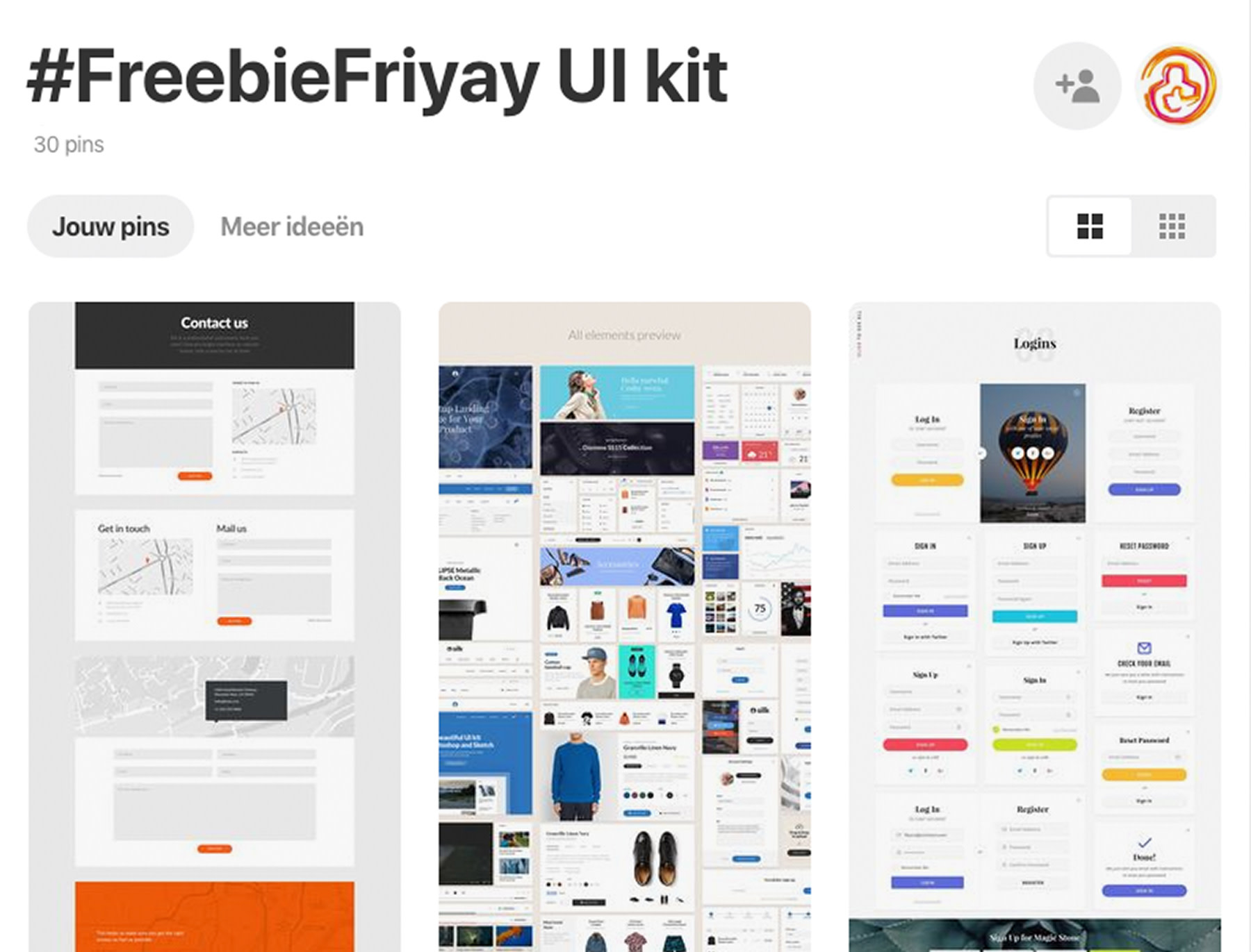 FreebieFriyay #32 - UI-kit inspiratie Pinterest