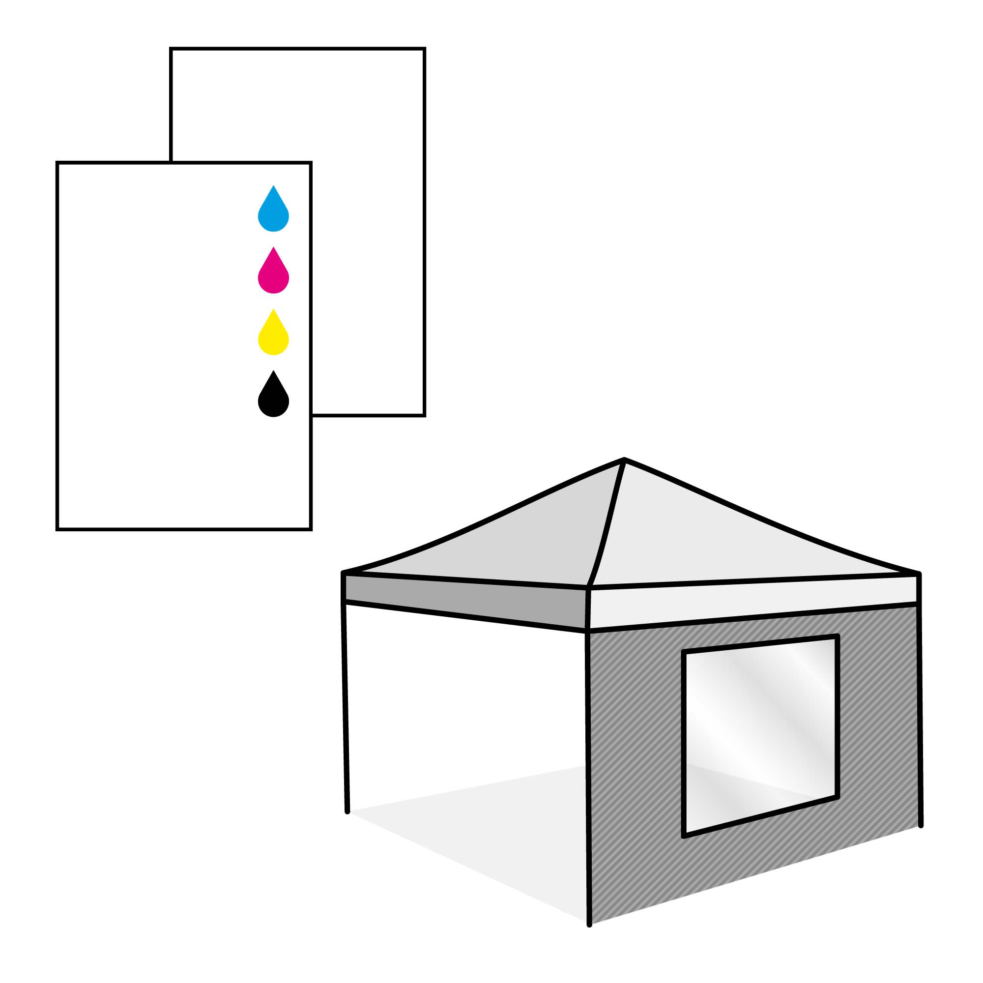 Wand met raam, buitenzijde bedrukt
