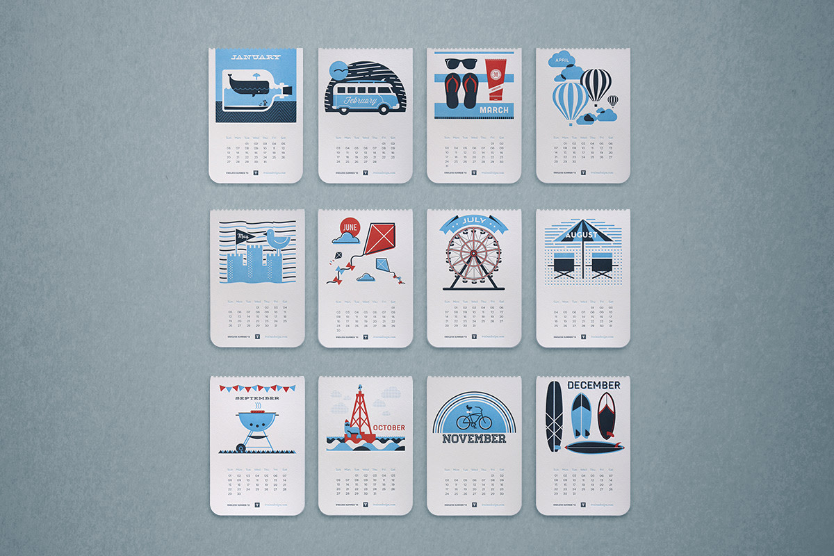 Bureau kalender zomer