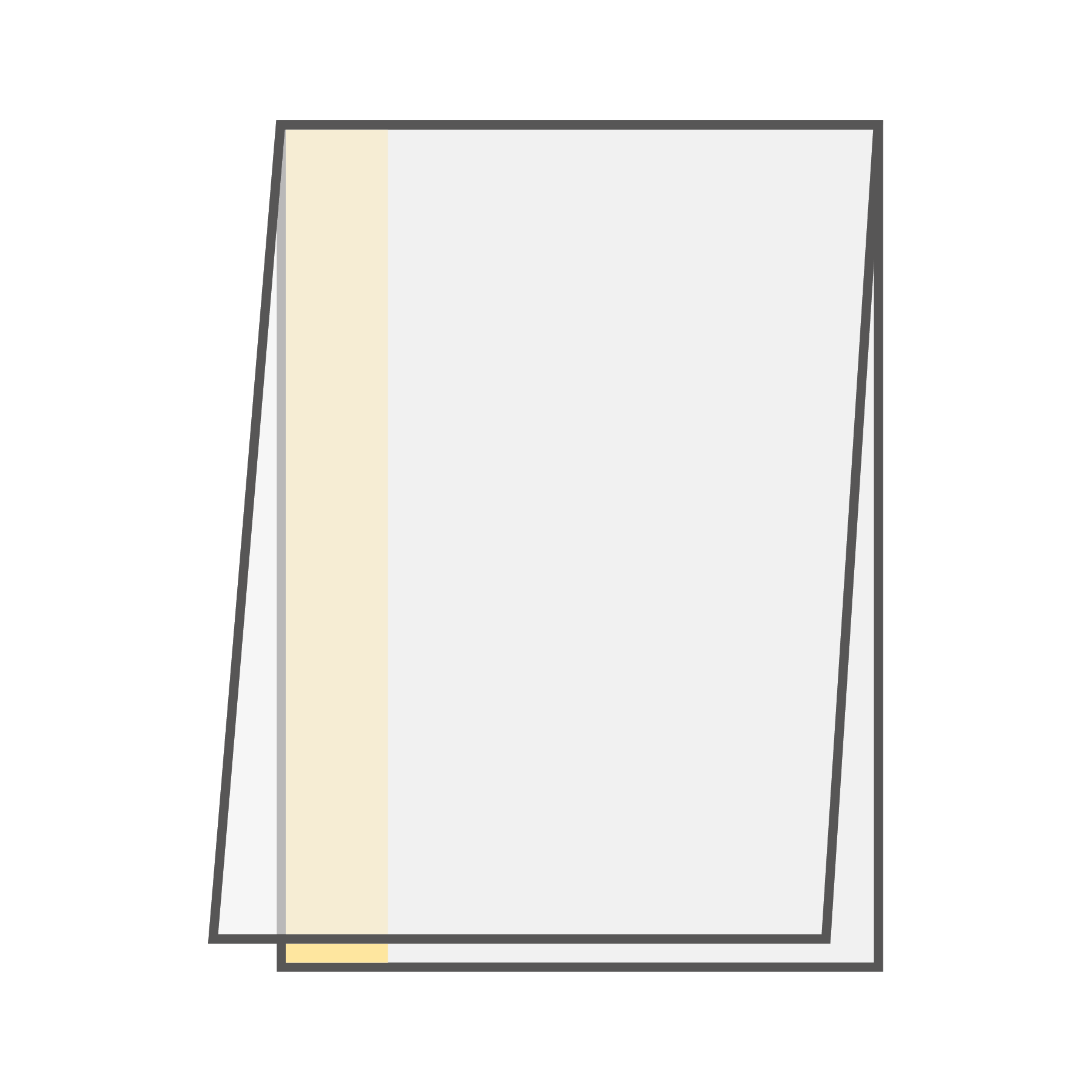 Format portrait, bande adhésive à gauche, ouverture vers le haut