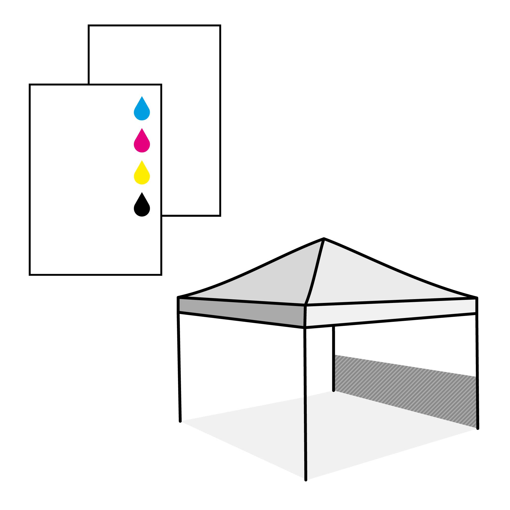 Halve wand, buitenzijde bedrukt