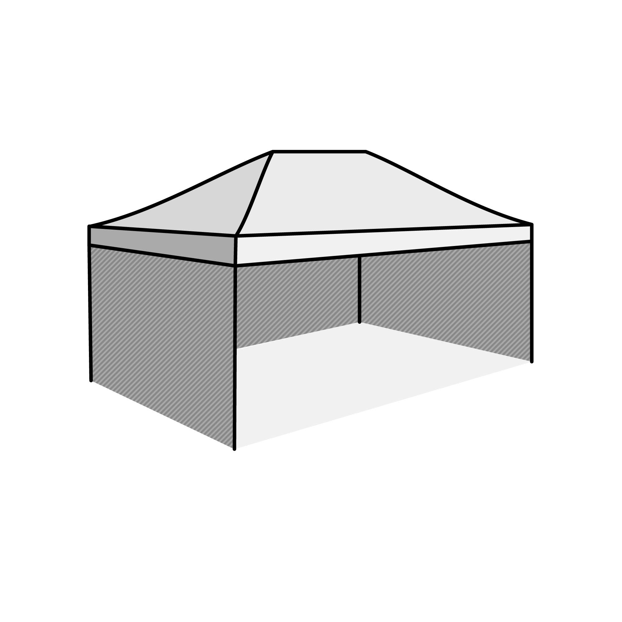 3 hele wanden (2 korte / 1 lange zijde)