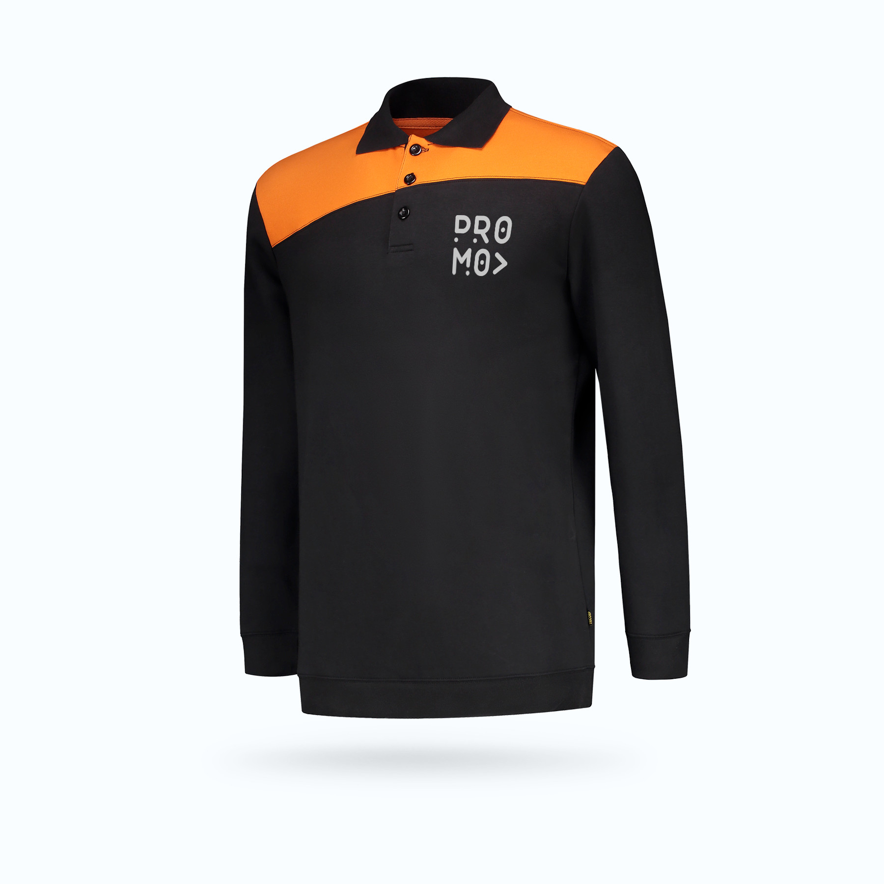 Werktrui-polo-bicolor-front-oranje